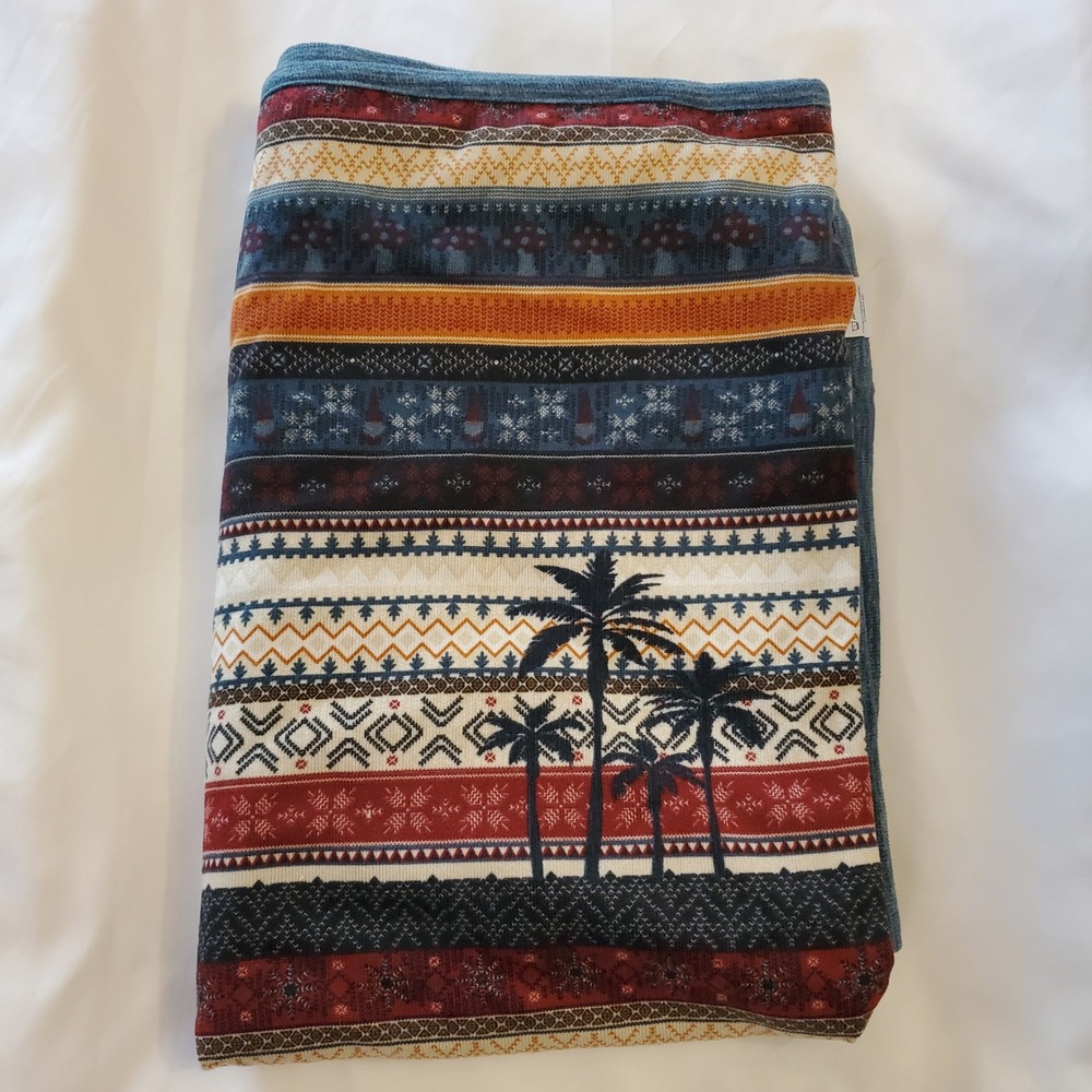JuJuBe‎ Kids baby Blanket Palm Tree Pattern Blue Red Beige